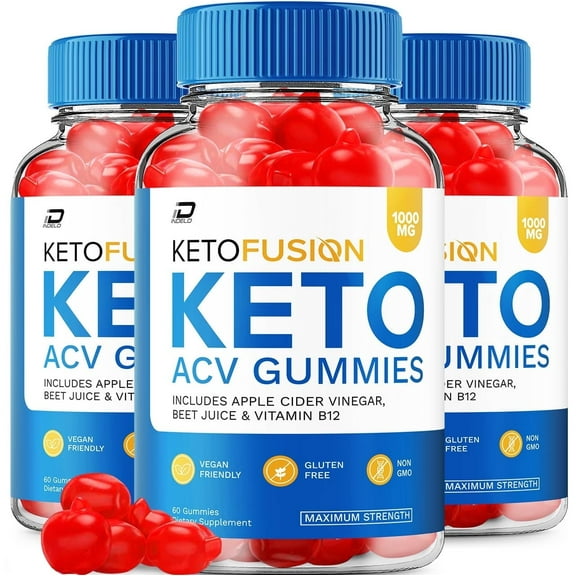 Keto Fusion Keto ACV Gummies Supplement – KetoFusion Apple Cider Vinegar 1000MG, 3 Pack, 180 Gummies