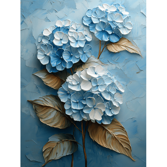 Qisvanset 12x16 Inch White Hydrangea Canvas Wall Art, Soft Blue Floral Painting Modern Rustic Home Decor