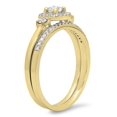 thumbnail image 2 of Dazzlingrock Collection 0.45 Carat (Ctw) 14K Round White Diamond 3 Stone Halo Bridal Engagement Ring Set, Yellow Gold, Size 4, 2 of 4