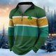 thumbnail image 1 of Ceisia Men's St. Patrick's Day Irish Polo Shirt | Slim Half-Zip Long-Sleeve Celtic Cross & Clover Print Top Gift, 1 of 3