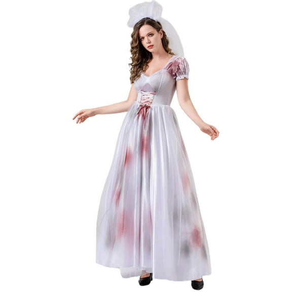 Dresses for Women Ghostly Bridal Dress Wedding Gown Masquerade Stage Performances Gothic Dress White M