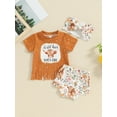 thumbnail image 2 of Suealasg Western Baby Girl Outfits Clothes Short Sleeve Cow Print Tassel Tops+ Elastic Waist Shorts + Headband Set 3Pcs Infant Toddler Summer Clothing, 2 of 9