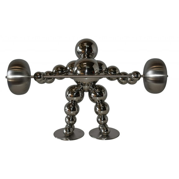 Modern Art Weightlifter Second Pull Position Chrome Statue Size: 20" x 9" x 12"H