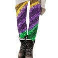 thumbnail image 4 of Hvot&aat Women Mardi Gras Leggings Stretch High Waisted Yoga Pants Sparkly Printed Carnival Party Pant, 4 of 5