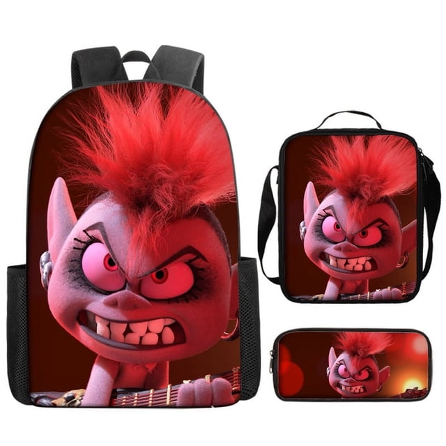Magic Elf Backpack Teenage Student Schoolbag Large Capacity Cartoon Backpack Three-piece Set-fanceye