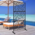 thumbnail image 6 of Privacy Screen Fence Panels,Outdoor Decorative Panels,Indoor Metal Freestanding Outdoor Divider Decorative Panels with H-Shaped Base for Patio Garden,74.8 * 35.4in,Black,Irregular Oval, 6 of 18
