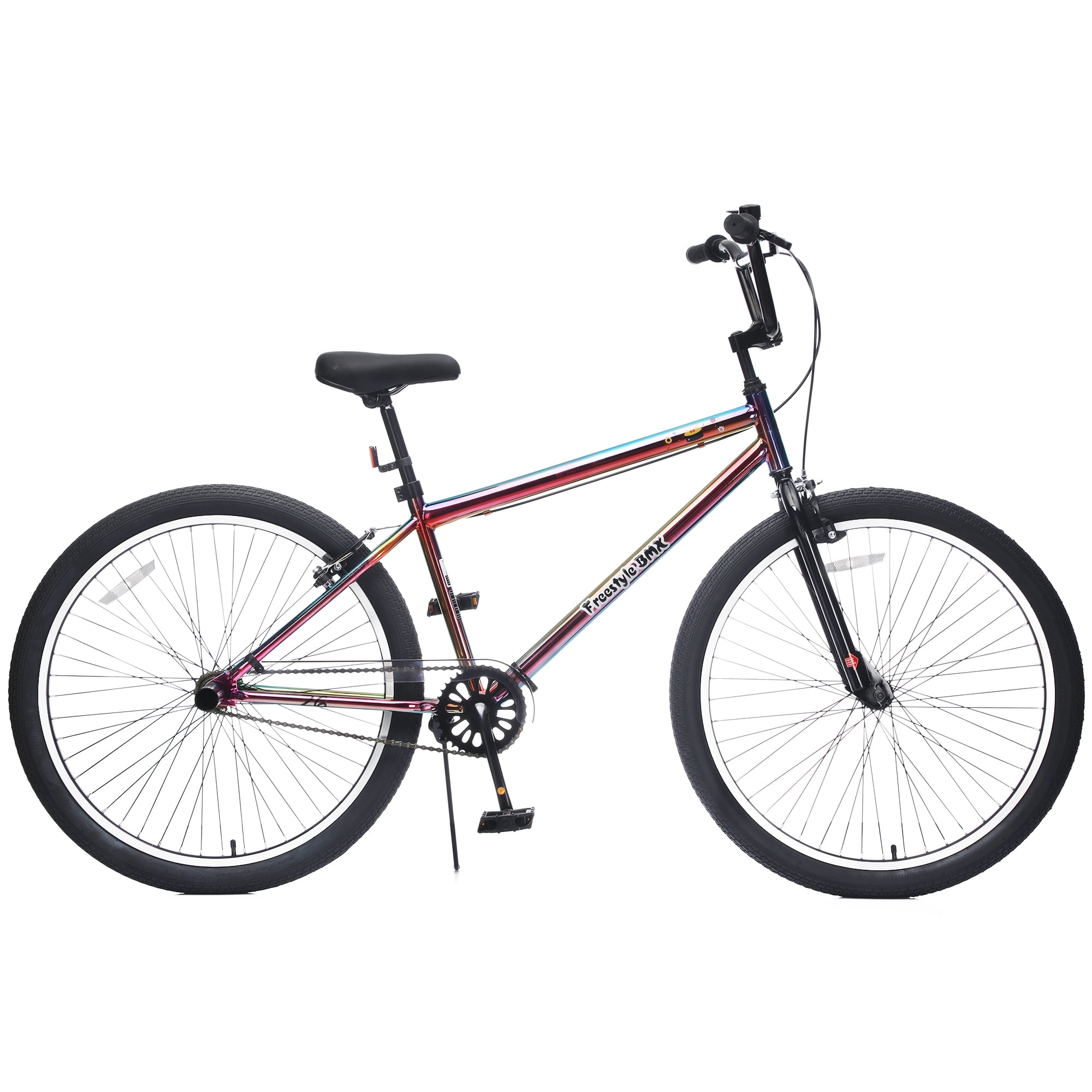 26-Inch Freestyle Bike,Single-Speed Steel Frame Bicycle with Front & Rear Brakes