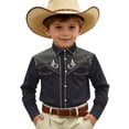 thumbnail image 4 of MUXiin Toddler Boys Girls Western Cowboy Shirts Retro Long Sleeve Button Down Shirt Kids Floral Pockets Outfit Country Tops, 4 of 4
