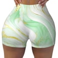 thumbnail image 2 of Rateoe Green And Gold Abstract Marble Printed Power Workout Shorts for Women Tummy Control Squat Proof Ribbed Thick Seamless Scrunch Active Short-XX-Large, 2 of 8