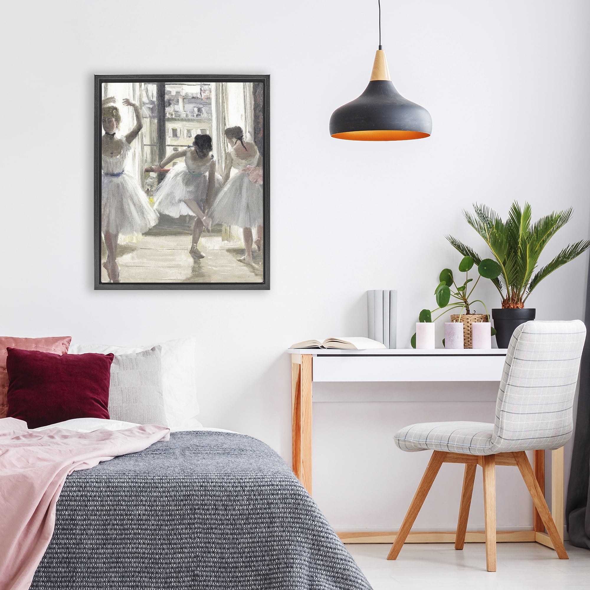Stupell Industries Ballet Class In Practice Black Framed Floater Canvas Wall Art, design by Leah Straatsma