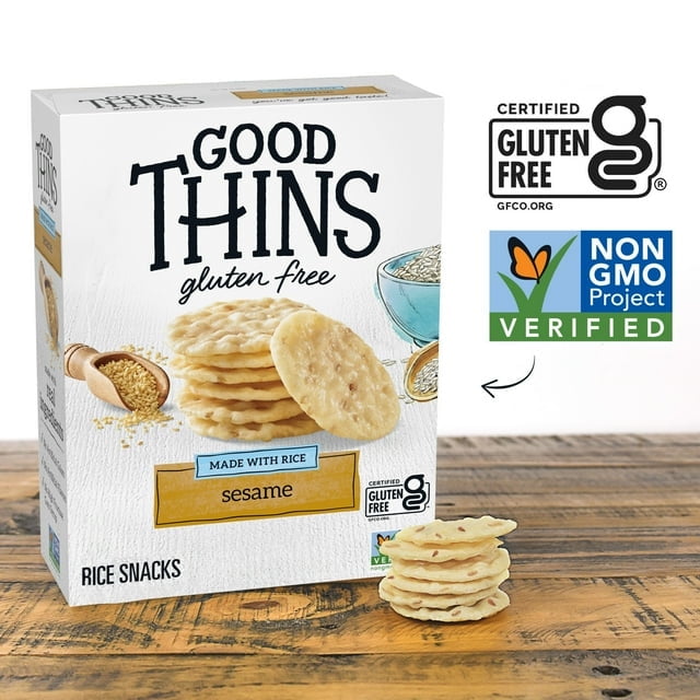 (2 pack) GOOD THINS Sesame Rice Snacks Gluten Free Crackers, Snack Crackers, 3.5 oz