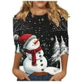 thumbnail image 2 of DailyTrove Women's Christmas Long Sleeve Top, Snowman with Santa Hat Print, Cute Fit, Soft Material, Holiday Fun & Daily Wear, 2 of 6