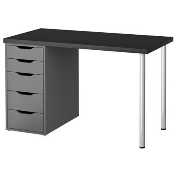 Ikea Computer Table With Drawers Black, Ikea Black Desk With White Drawers