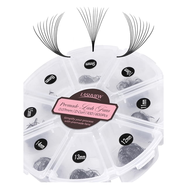 Extensiones de pestañas LASHVIEW 10D Premade Volume 1000 ventiladores
