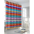 thumbnail image 3 of Fsddascl Red Blue Stripe Shower Curtain Set - Small 36" x 72" Washable Bathtub Curtain with 12 Hooks, Farmhouse Abstract Colorful Striped Waterproof Fabric Stall Shower Curtains for Bathroom/Bathtub, 3 of 6
