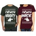 thumbnail image 2 of I'm With Naughty.. I'm With Nice Christmas Sweater Christmas Matching Couple Unisex T-Shirt, 2 of 6