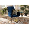 thumbnail image 5 of Baxton Studio Sennet Glam and Luxe Navy Blue Velvet Fabric Upholstered Gold Finished Armchair, 5 of 5