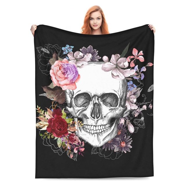 Manta ligera y acogedora con diseño de calavera de azúcar para Halloween, suave y de temporada, ideal para ropa de cama, decoración de sala de estar, 30 x 40 cm, A-1