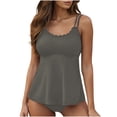 thumbnail image 2 of Sevevn Women's Casual Fashion Solid Bathing Suit 2 Piece Tummy Control Tankini Swimsuit Scallop Trim With Bottom Gray XL Summer Clearance, 2 of 7
