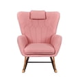thumbnail image 6 of VECELO Rocking Chair Teddy Fabric Upholstered Nursery Chair, High Backrest Glider Accent Chair with Headrest, Pink, 6 of 12