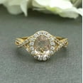 thumbnail image 2 of HeartsAndYou 1.9ct Natural Morganite Halo Infinity Engagement Ring 100% 14k SOLID Yellow Gold, 2 of 5