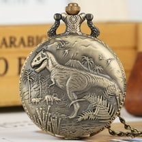 Bronze Dinosaur Quartz Pocket Watch, Pendant Gift for Boys (Bronze)