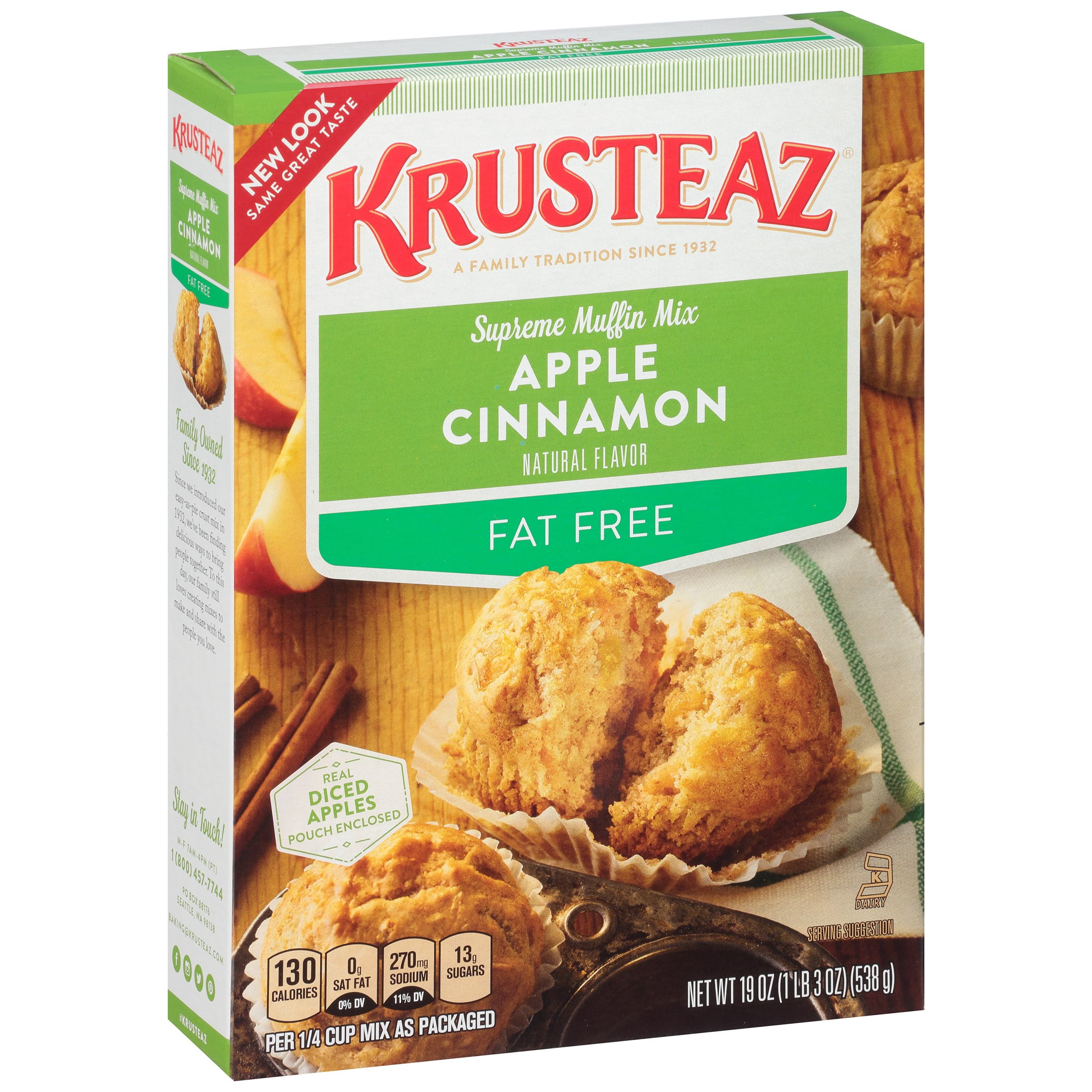 Krusteaz Fat Free Apple Cinnamon Muffin Mix 19 oz. Box