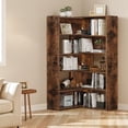 thumbnail image 3 of Dextrus 5 Tiers Bookcase with Baffles, Industrial Corner Bookshelf, Convertible Display Rack, Brown, 3 of 13