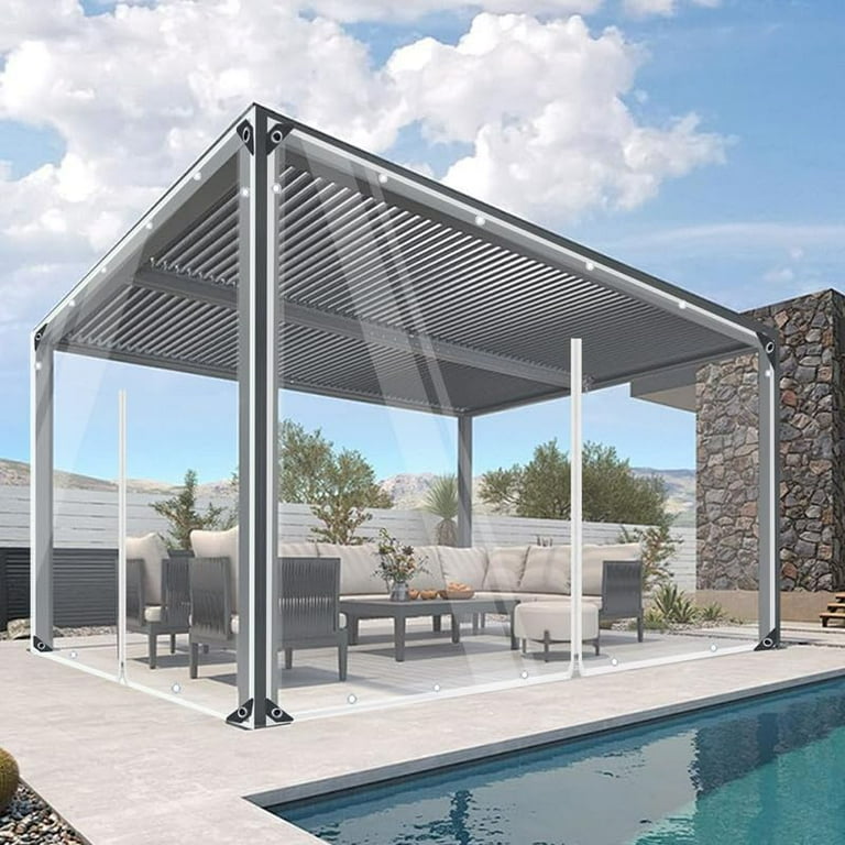 SHANNA Clear Waterproof Tarps Heavy Duty PVC Tarp with Double