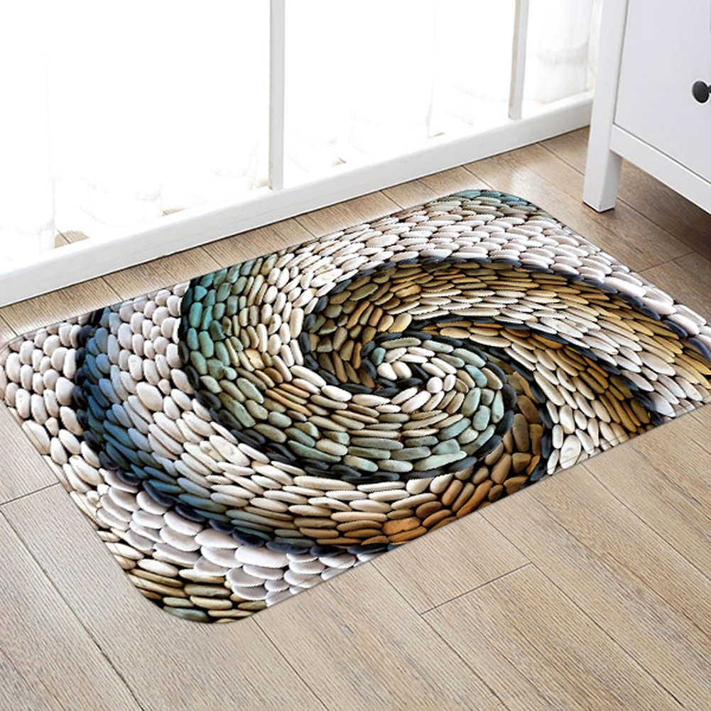 Chic 3D Rotating Pebbles Printing Carpet Hallway Doormat Anti-Slip Bathroom  Absorb Water Carpet Kitchen Mat/Rug