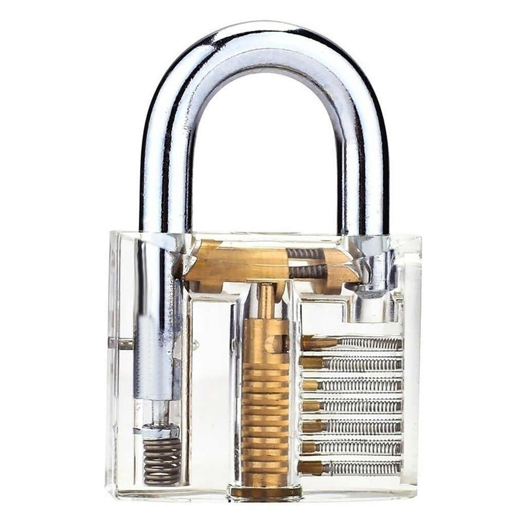 Mini Transparent Padlock With Broken Key Visible Pick Cutaway Practice Lock Set 