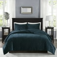 thumbnail image 2 of Madison Park Harper 3 Piece Velvet Quilt Set in Teal, 2 of 5