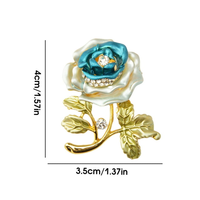 Broches pour Femmes Filles Strass Roses en Émail Qui A l'Air à la Mode; Broche Scintillante Bijoux Châle Décorations de Robe de Soirée Accessoires pour Femmes Bleu