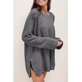 thumbnail image 4 of Women's Gray Waffle Knit High Slits Oversized Top, 4 of 5