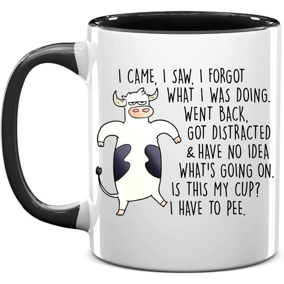 I Came I Saw I Forgot What I Was Doing Mug 11Oz, Funny Gift For Distracted People, Grandma's Wandering Mind Mug, Gift From Grandkid, Old People Elderly Gift For Grandpa Grandma Mom Men (Accent Pink)