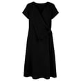 thumbnail image 6 of Pounoo Women's Dresses V Neck Short Sleeve Wrap Linen Blend Midi Dress With Waist Tie Casual Beach Wear Lightweight Breathable Loose Fit Vacation Sundresses Gift, 6 of 7