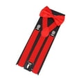 thumbnail image 4 of Bunblic Bretelles pour Hommes Ensemble Nœud Papillon Forme Y Bretelles Réglables pour Jeans Cosplay Fête Rouge, 4 of 8