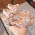 thumbnail image 5 of Viluyesy Girls’ Rhinestone Bow Sandals Pointed-Toe High Heel Dress Sandals for Performance, Wedding, and Party Pink Size 1 M, 5 of 7