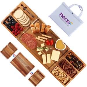 Hecef 25-Inch Magnetic Acacia Wood Charcuterie Board Set