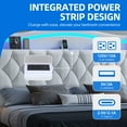 thumbnail image 3 of DEXTRUS Upholstered King Size Bed Frame with Drawers & Tall Headboard, Velvet Bed Frame with LED Lights & Charging Station, White, 3 of 9
