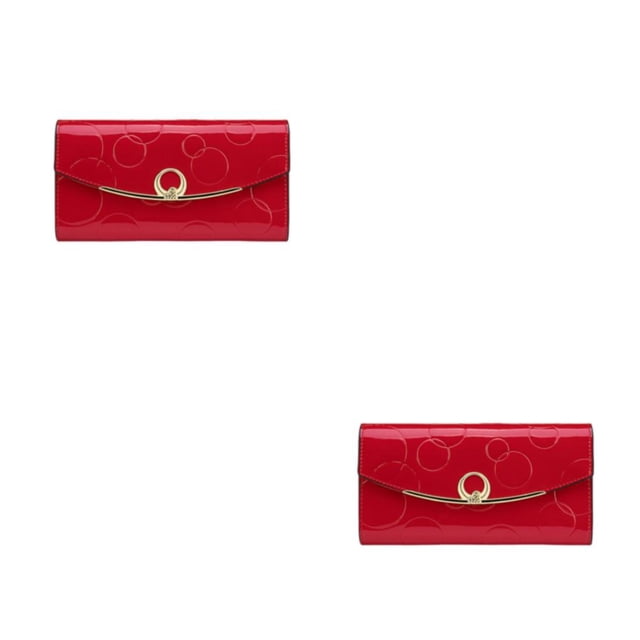 Minnieouse Cartera de cuero para mujer, reemplazo de gran capacidad, Color sólido, tarjetero Rectangular, carpeta de fotos, monedero para niñas, Rojo Tipo 1 2piezas