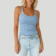 thumbnail image 2 of Women Spaghetti Strap Scoop Neck Ribbed Tank Tops Slim Fitted Cotton Camisole Basic Sleeveless Layering Shirts Featuring Slim Fit Sleeveless Camisole Sky Blue S, 2 of 8