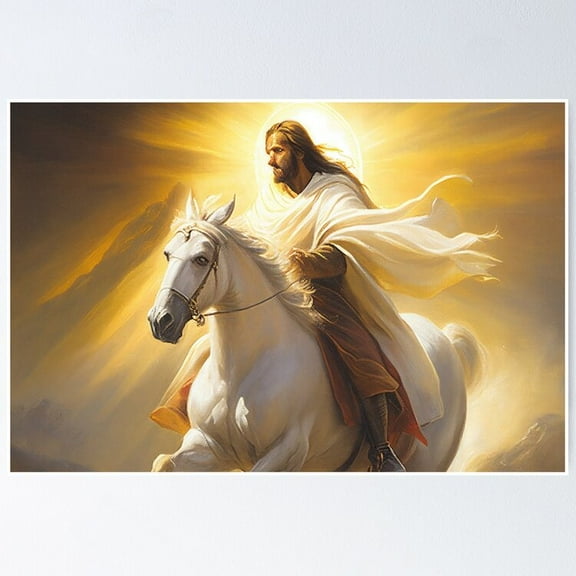 Kna Prints - Realistic Jesus: Golden Ride Poster Wall Art Print For Home Decor, Living Room, Bedroom, Office, UNFRAMED-8x12