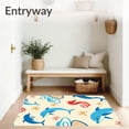 thumbnail image 3 of ODIKA 6'x9' Machine Washable Non-Slip Area Rug, Ocean Friends Whale Seahorse Theme High Traffic Rug, Beige, 683971, 3 of 7