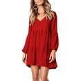 thumbnail image 3 of Women Summer Tunic Dress V Neck Casual Loose Flowy Swing Shift Dresses, 3 of 11