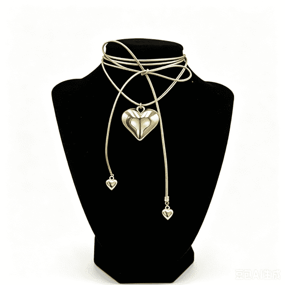 RUNDRAW Fashionable Retro Classic Gold Heart Pendant Leather Rope Necklace Women's Daily Wear Gift，140cm