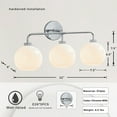 thumbnail image 2 of Globe Blown Glass Shadewith Brass Accents Three Light Sconce , Luxury Bathroom Sconces , Modern Bathroom Sconces, 2 of 9