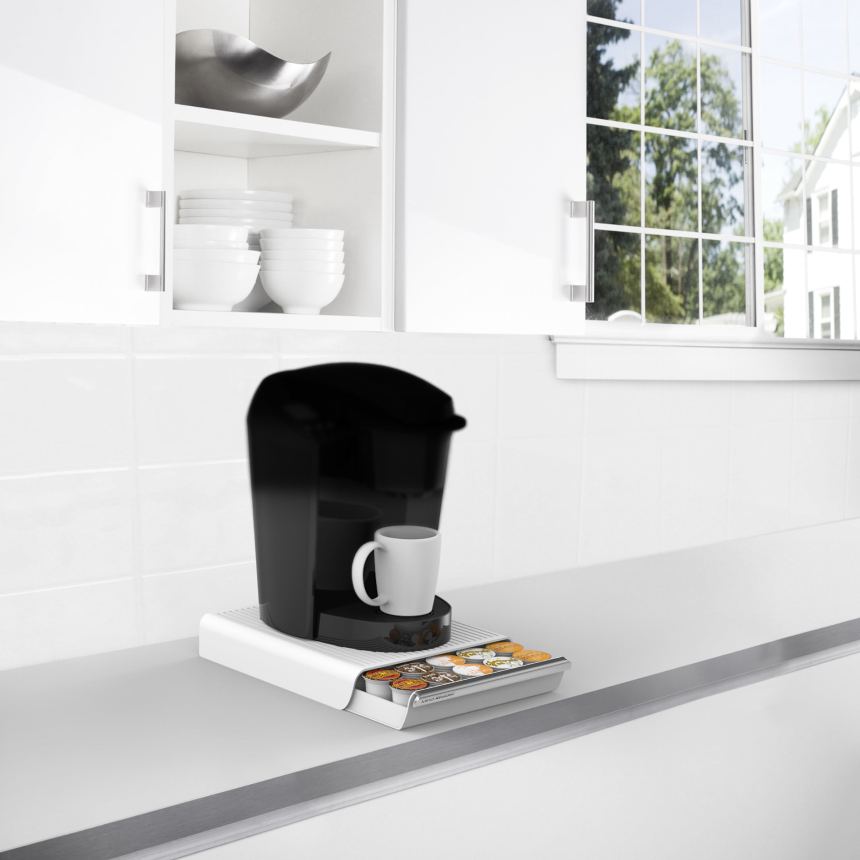 Mind Reader 30 Capacity K-Cup Single Serve Coffee Pod Storage Organizer  Drawer- White