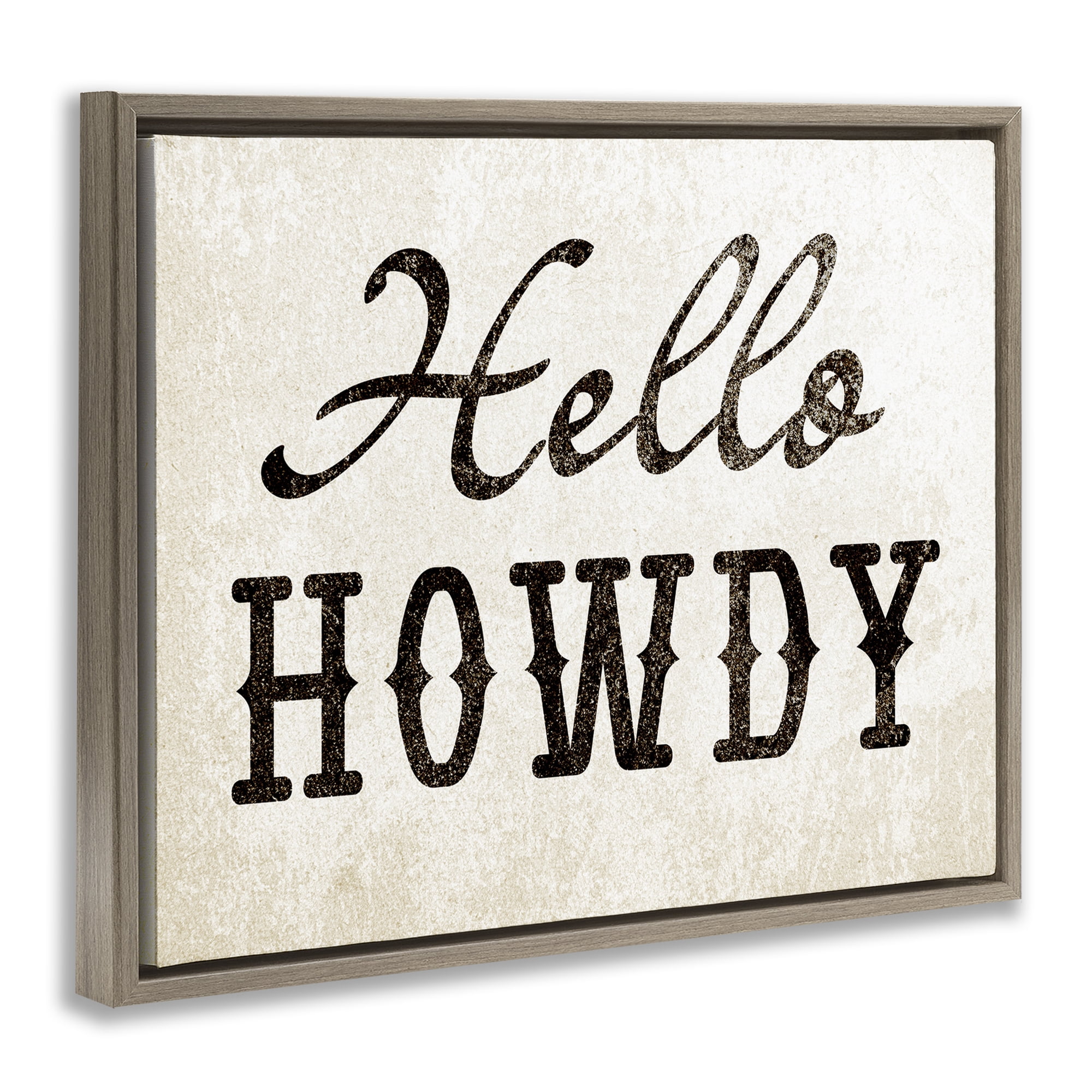 Stupell Industries Western Hellow Howdy Text & Numbers Painting Brown Floater Framed Canvas Art Print Wall Art, 21 x 17