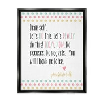 Stupell Industries Dear Self Motivational Phrase Graphic Art Jet Black Floating Framed Canvas Print Wall Art, Design by Alli Rogosich